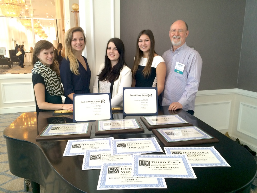 Students from The Orion at Chico State and their CCMA awards in 2015.